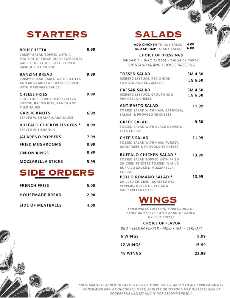 Tulio's Pizzeria & Restaurant Menu image 1