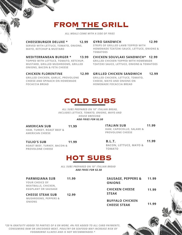 Tulio's Pizzeria & Restaurant Menu image 2